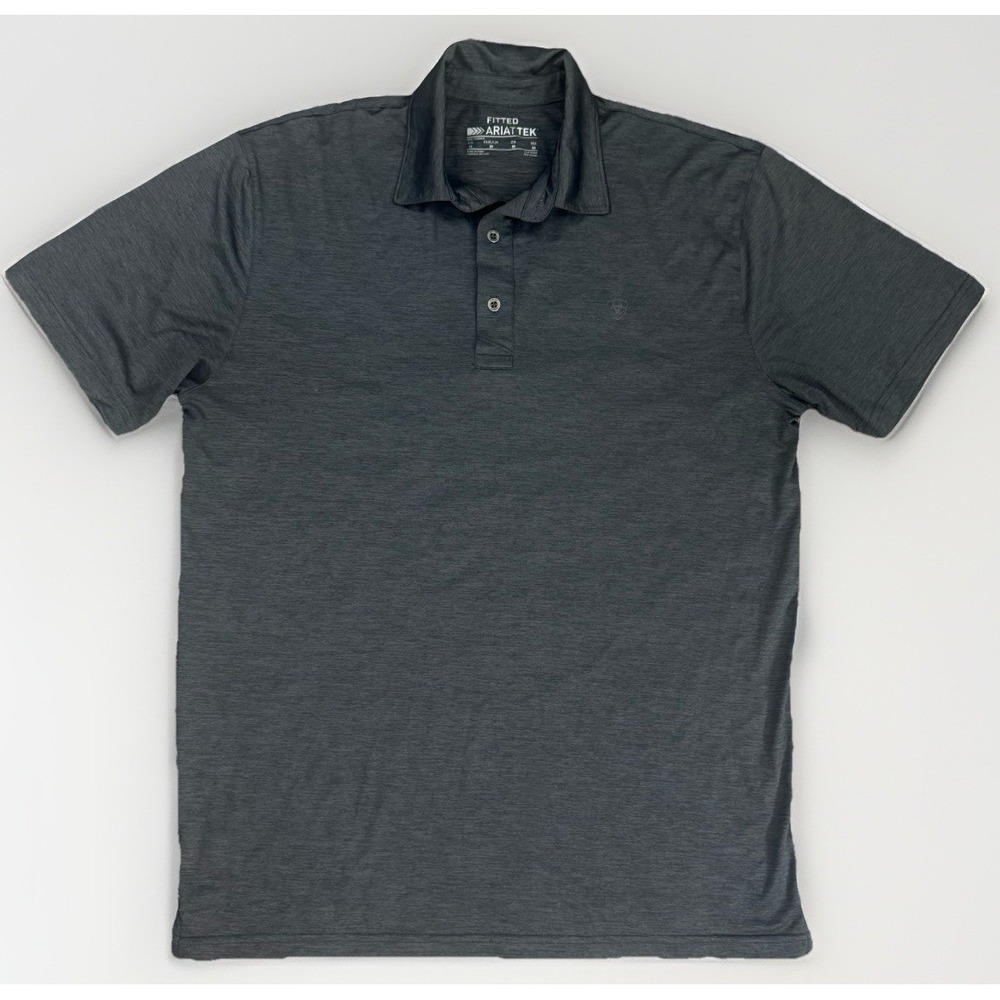 Ariat AriatTek Fitted Performance Polo Gray Men M Golf Elevated Athleisure